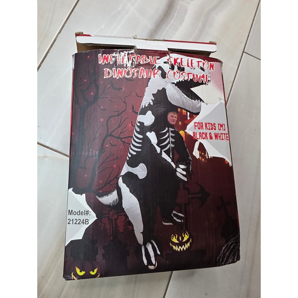 Lulu Home Inflatable Skeleton T-Rex Costume Kids Black Dinosaur 6.5FT 21224B K1 - Picture 6 of 13